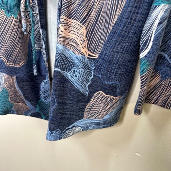 Chico’s Flowing Petals Lightweight Open Front Mermaid Print Jacket Size Small - Picture 10 of 16